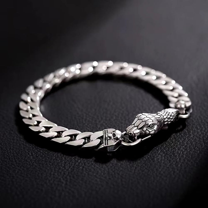 Snake Skull Cuban Link Bracelet