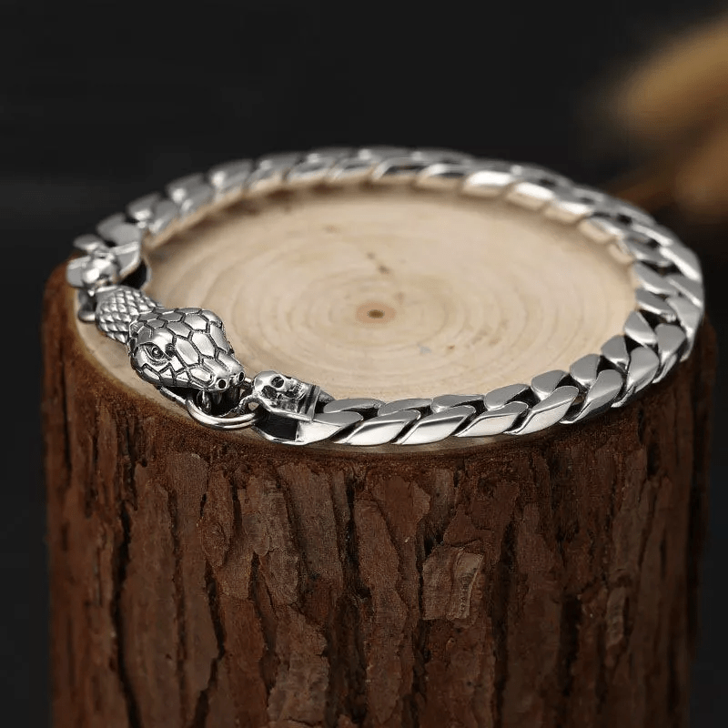 Snake Skull Cuban Link Bracelet