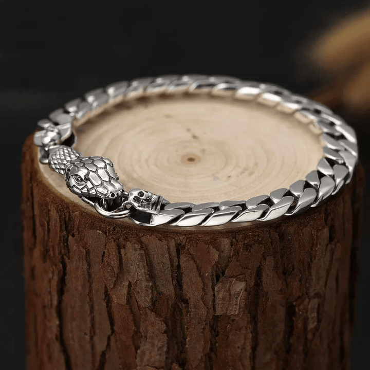 Snake Skull Cuban Link Bracelet