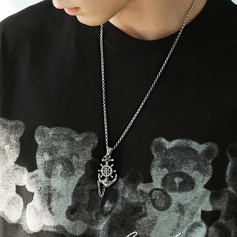 Marine Anchor Wheel Necklace