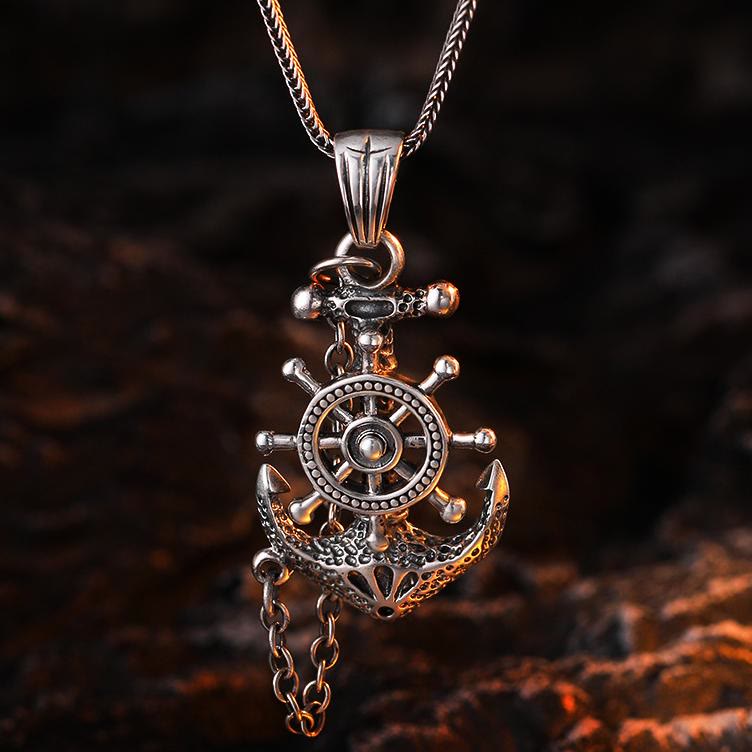 Marine Anchor Wheel Necklace