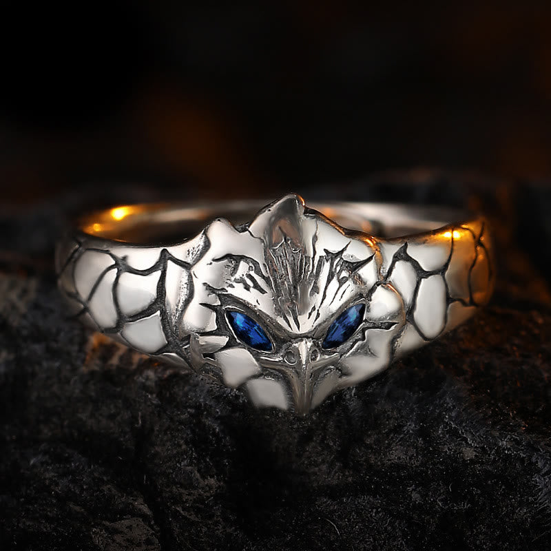 Retro Blue Eye Owl Adjustable Ring