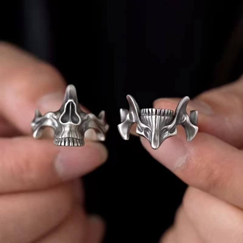 2 Pcs Skull Mask Design Ring Set