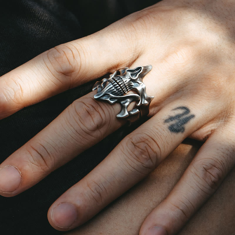 2 Pcs Skull Mask Design Ring Set