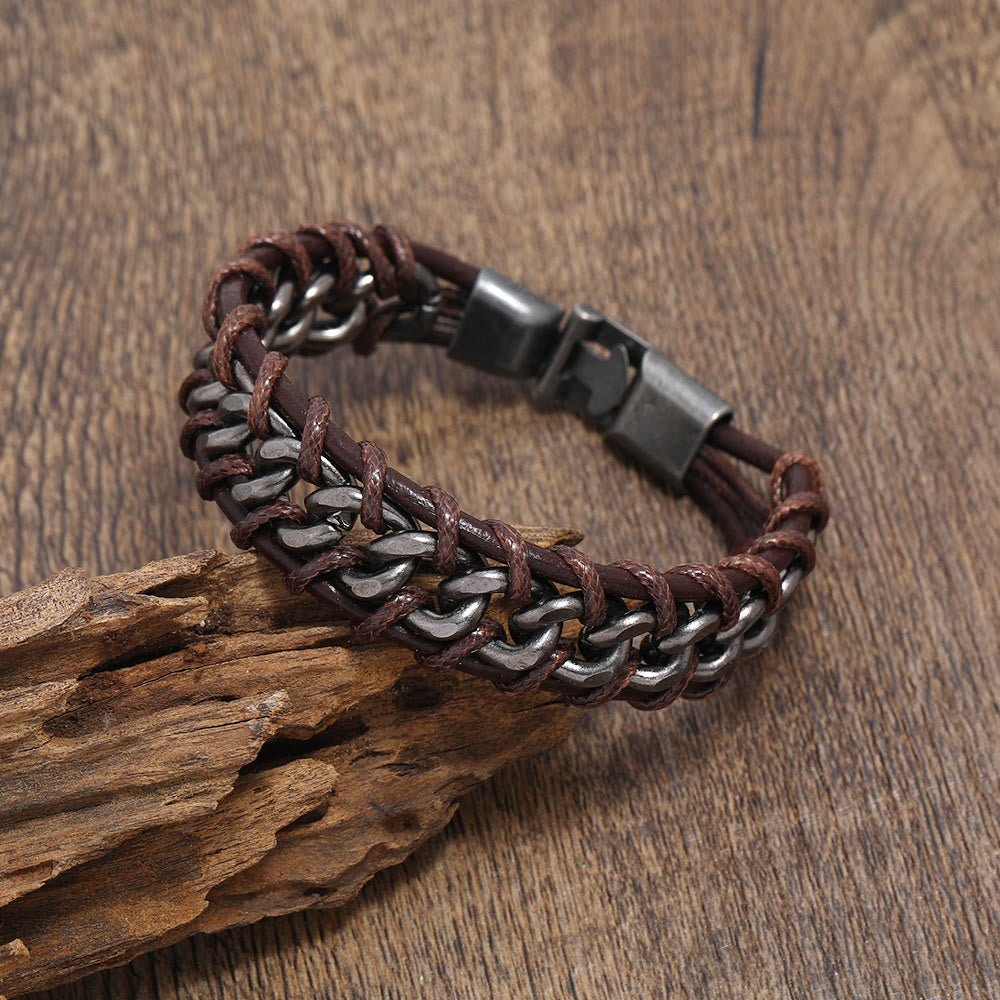 Leather Chain Woven Bracelet