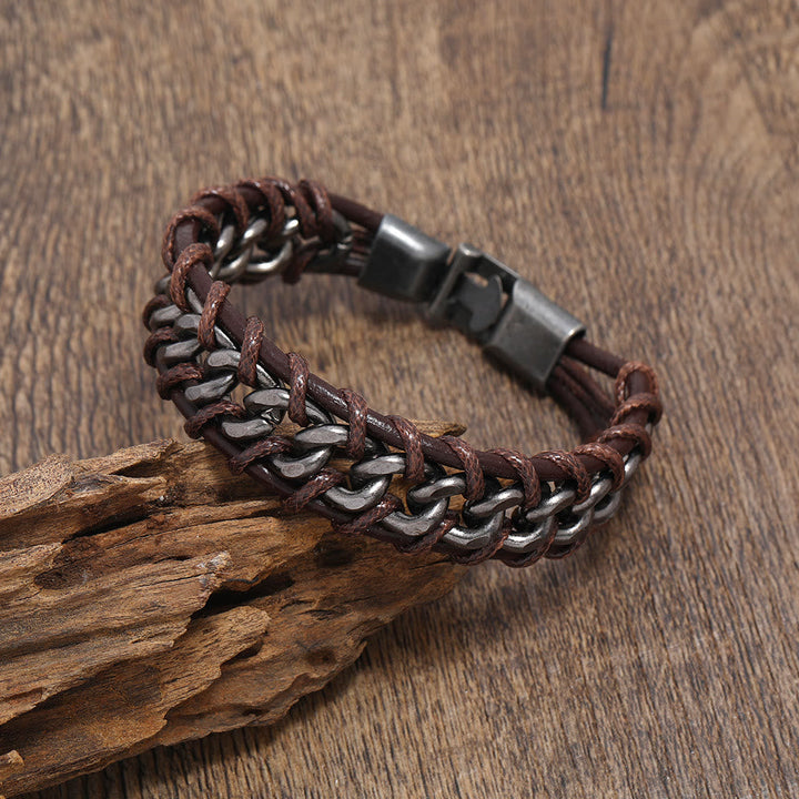 Leather Chain Woven Bracelet
