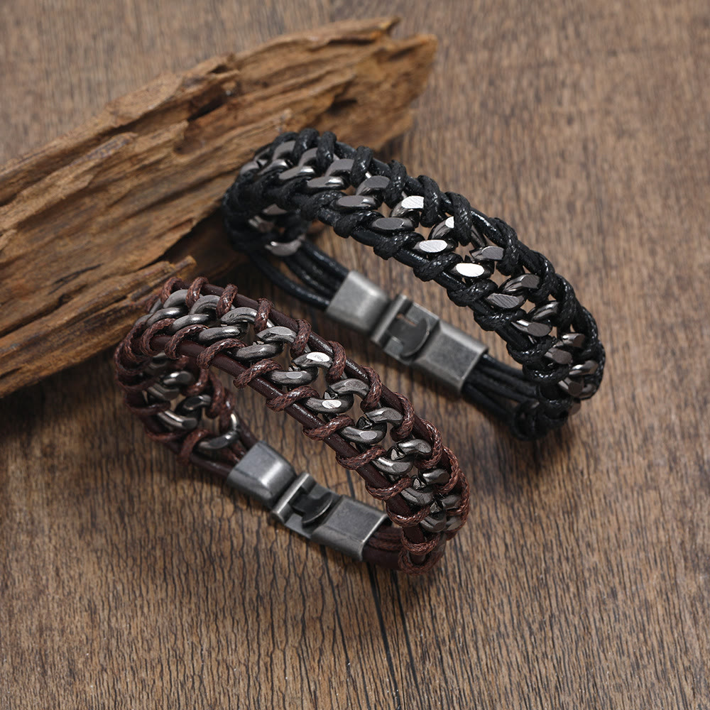 Leather Chain Woven Bracelet