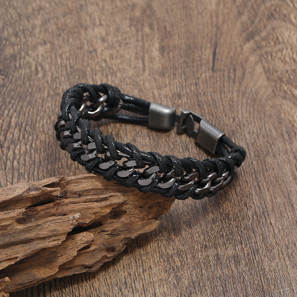 Leather Chain Woven Bracelet