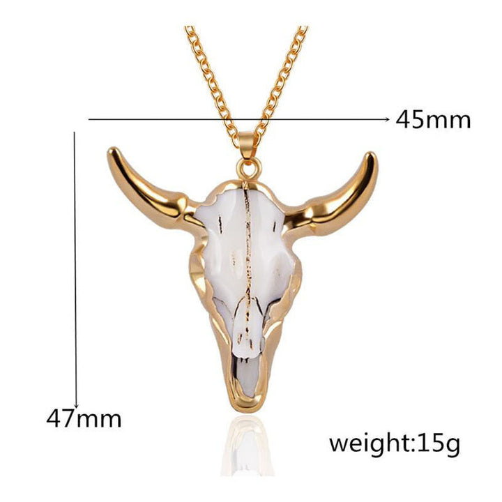Gold White Longhorn Ox Necklace