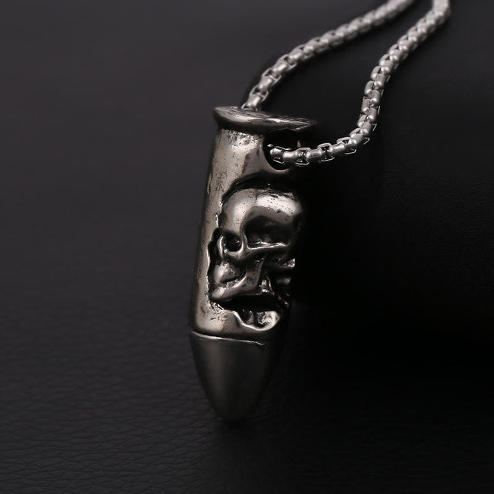 Skull Wrap Bullet Cross Necklace