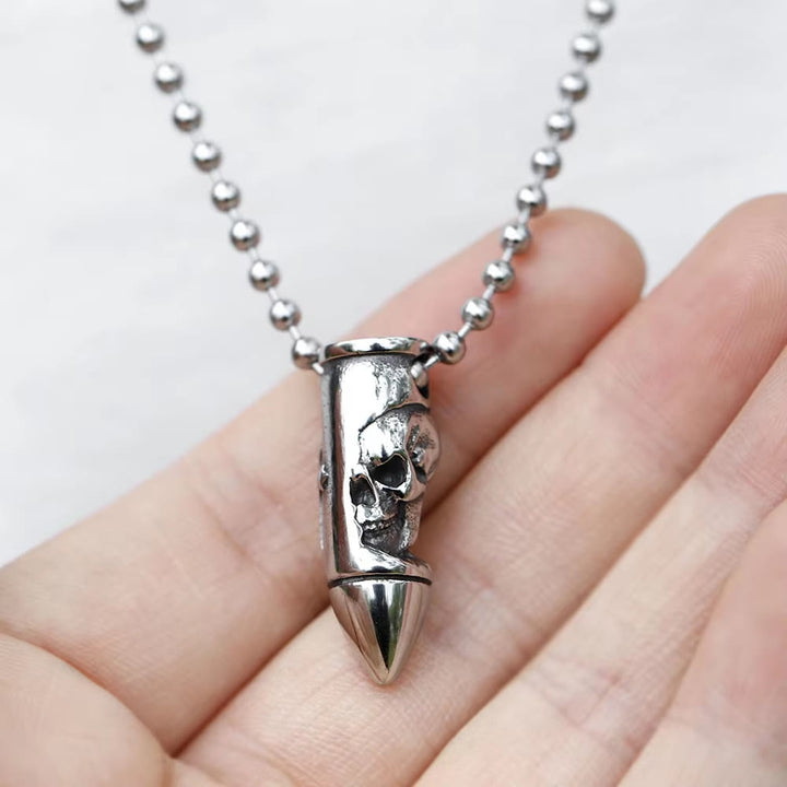 Skull Wrap Bullet Cross Necklace