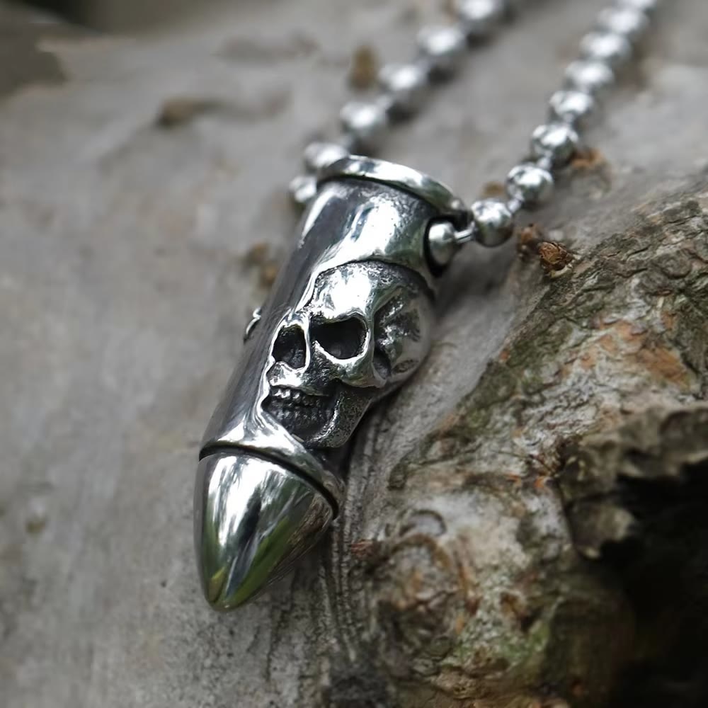 Skull Wrap Bullet Cross Necklace