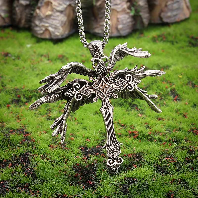 Holy Angel Six Wings Cross Necklace
