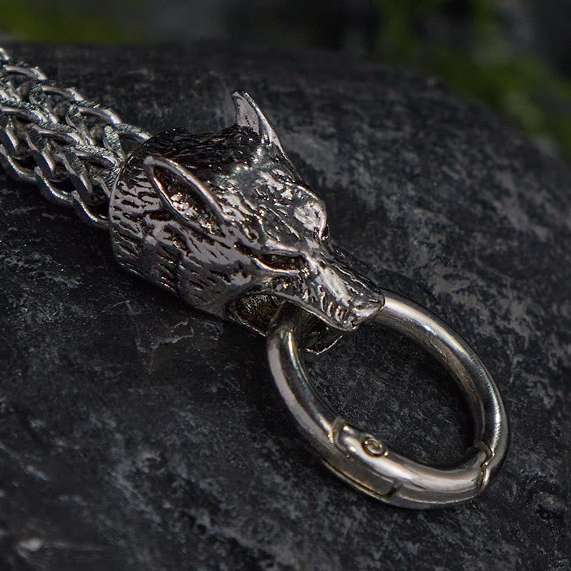 Fenrir's Bite - Stainless Steel Wolf Head Chain Pendant