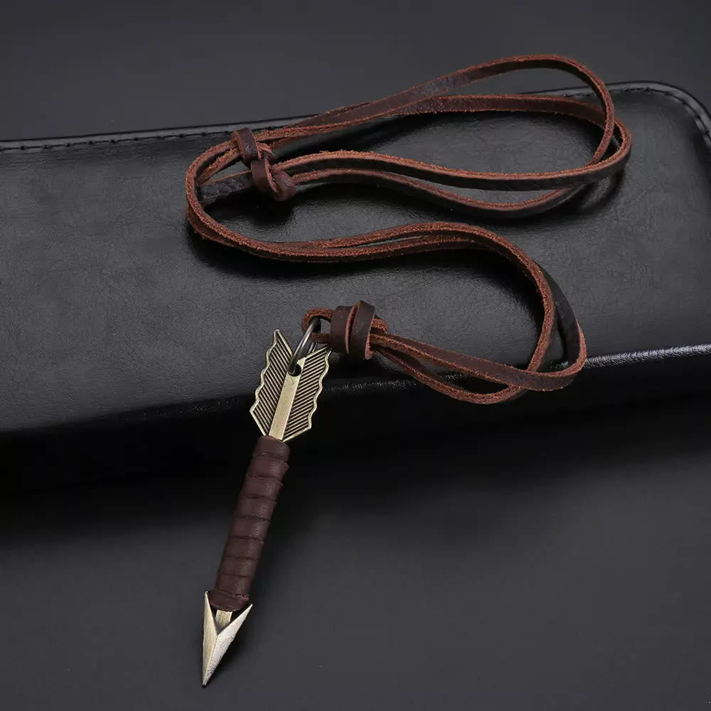 Vintage Arrow Finn Leather Necklace