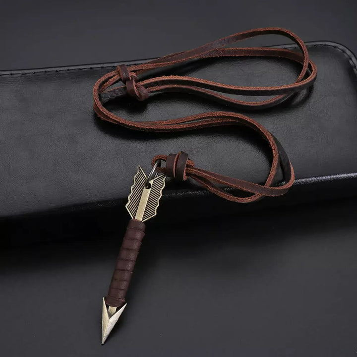 Vintage Arrow Finn Leather Necklace