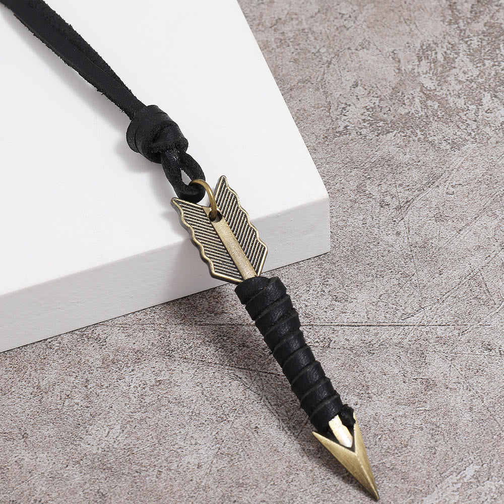 Vintage Arrow Finn Leather Necklace