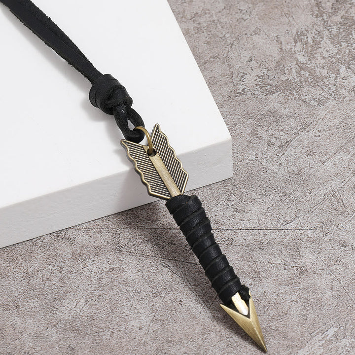 Vintage Arrow Finn Leather Necklace