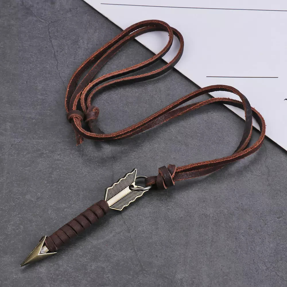 Vintage Arrow Finn Leather Necklace