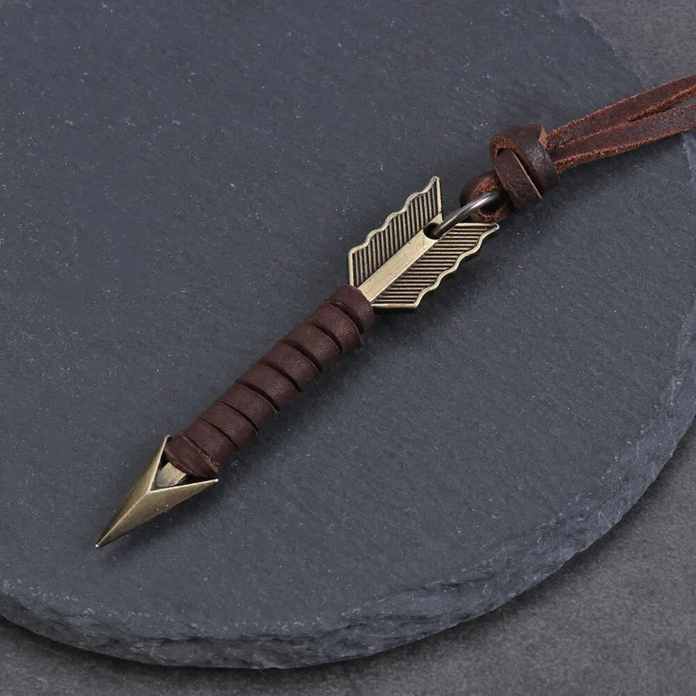 Vintage Arrow Finn Leather Necklace