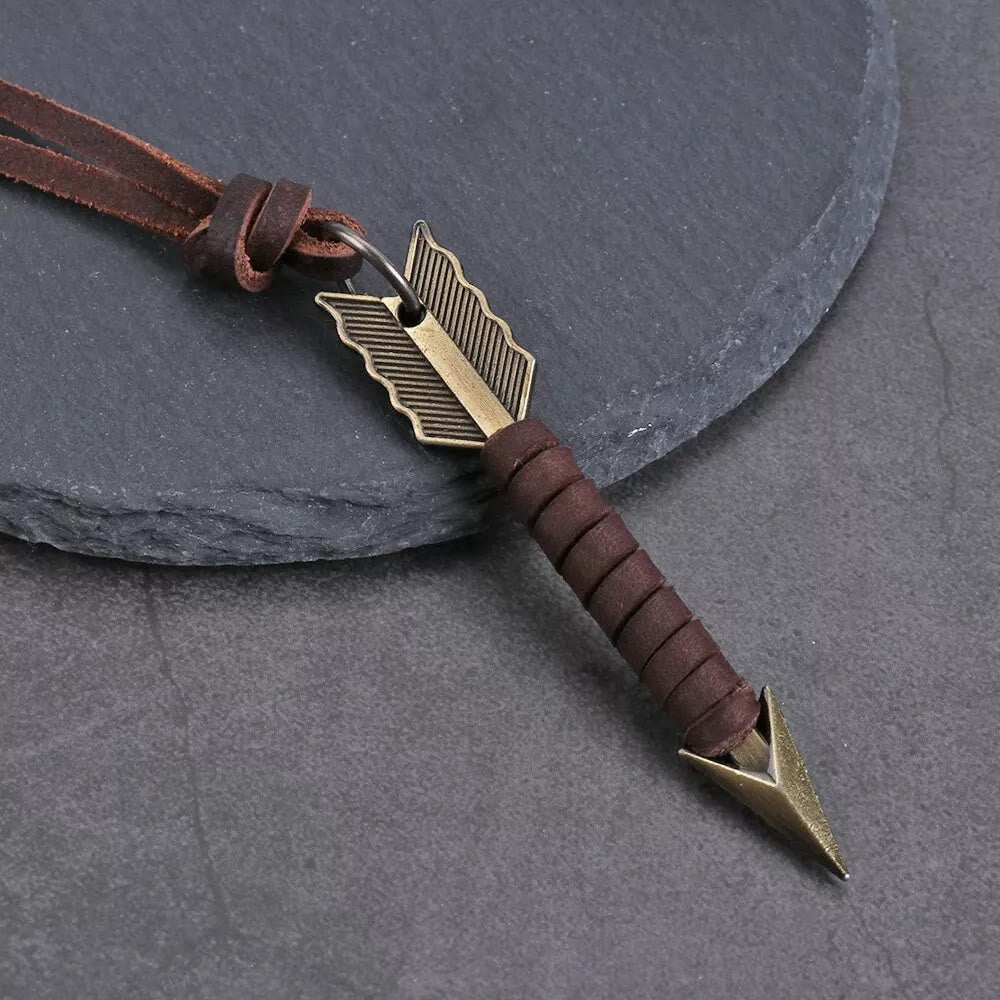 Vintage Arrow Finn Leather Necklace