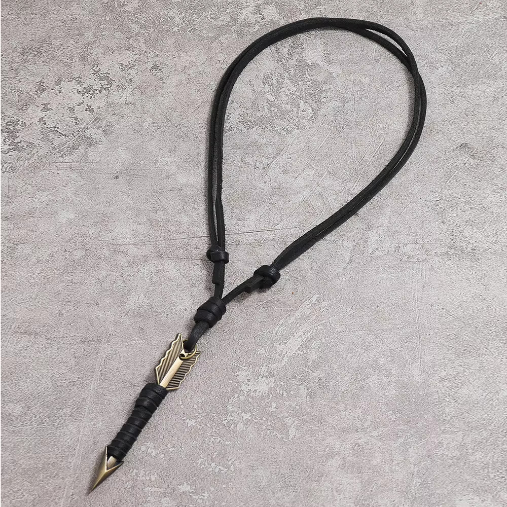 Vintage Arrow Finn Leather Necklace