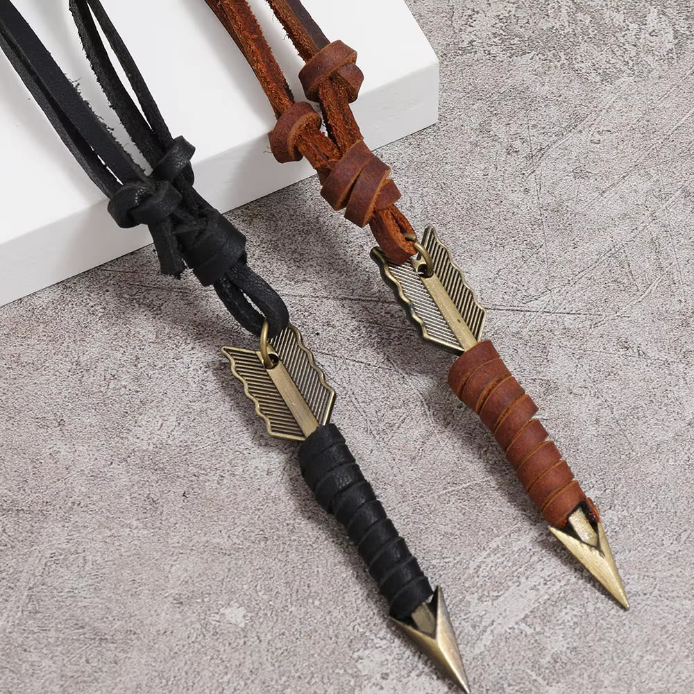 Vintage Arrow Finn Leather Necklace