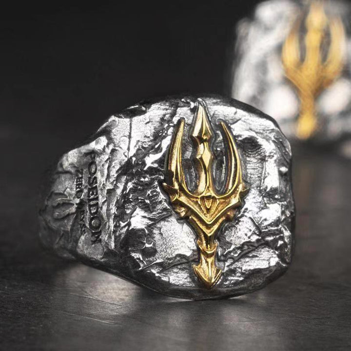 Vintage Poseidon Trident Adjustable Ring