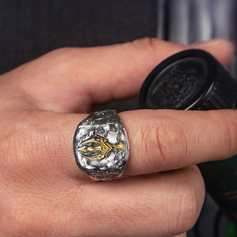 Vintage Poseidon Trident Adjustable Ring