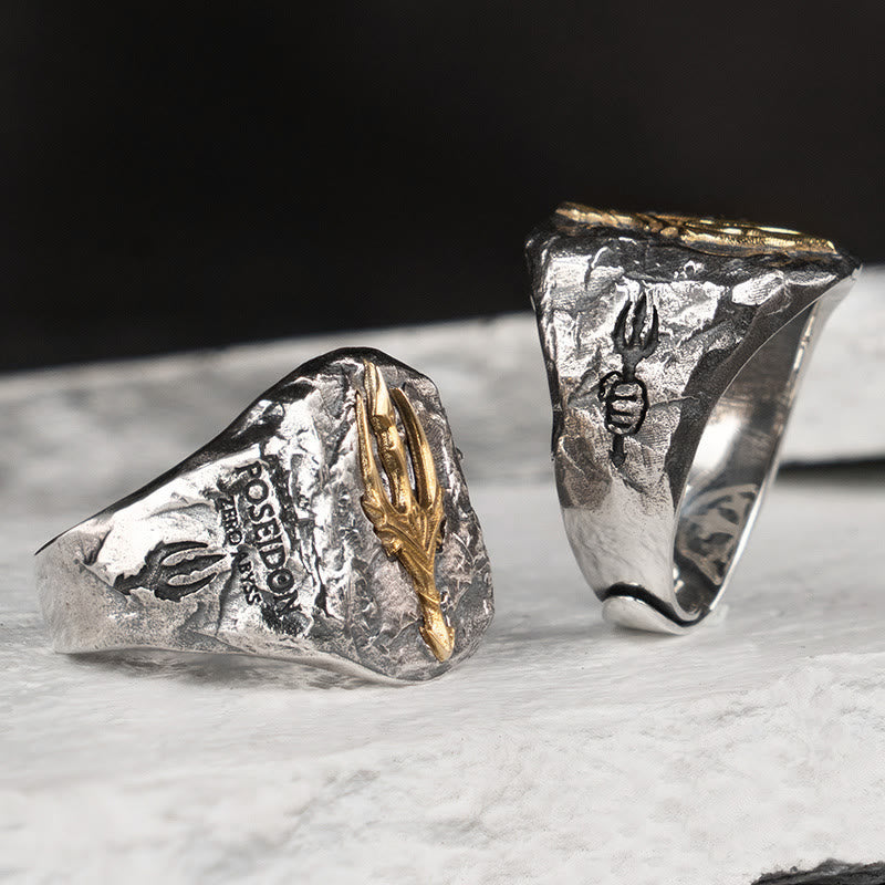 Vintage Poseidon Trident Adjustable Ring