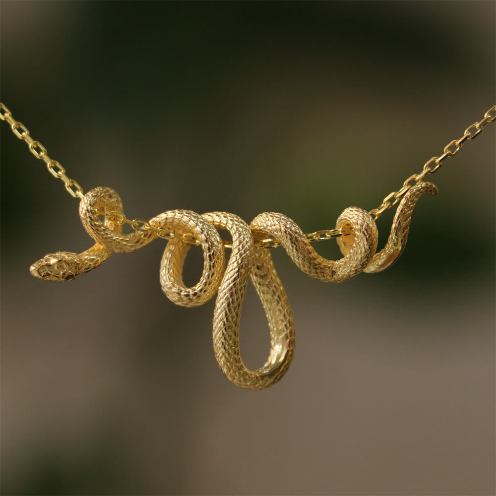 Glittering Golden Silver Snake Chain Necklace