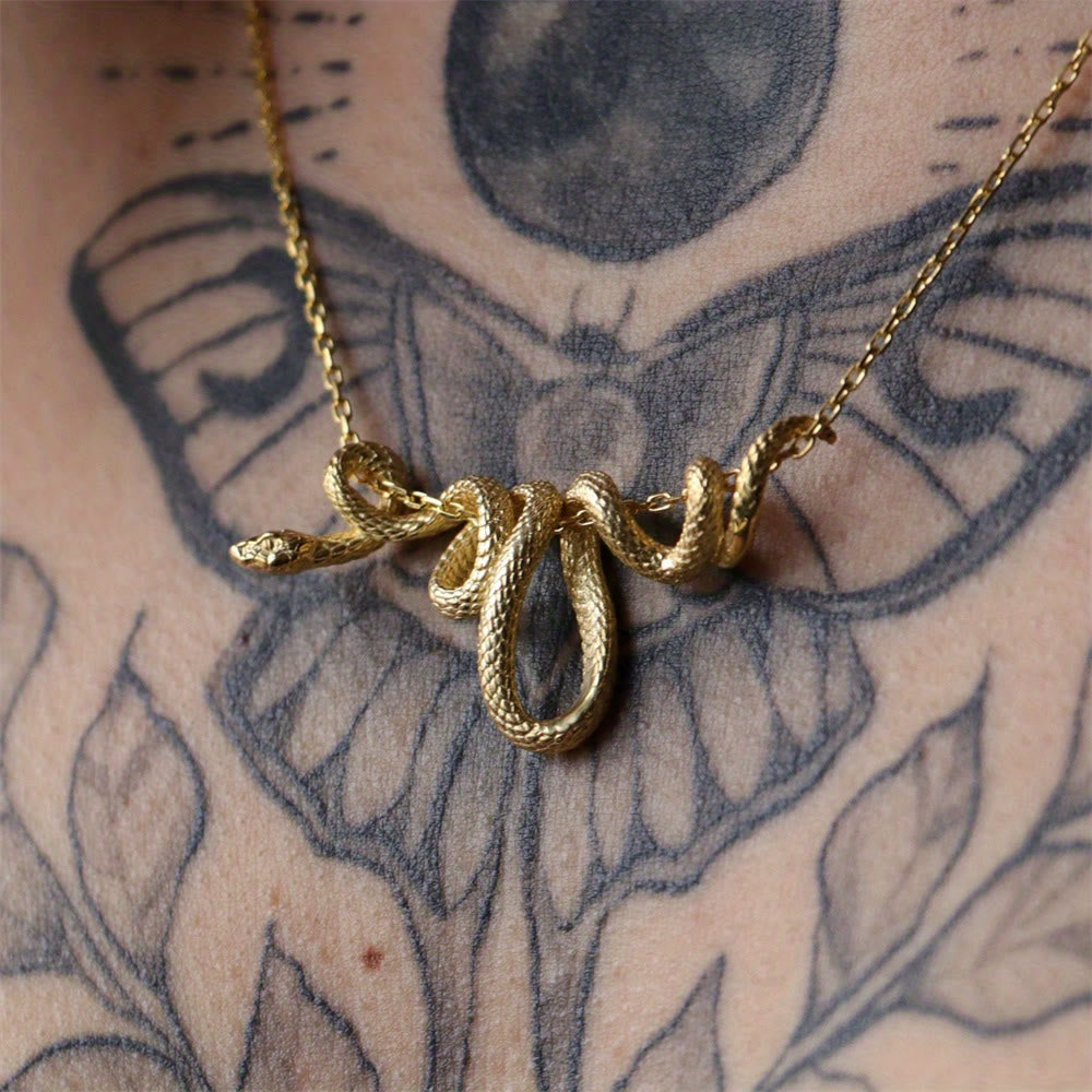 Glittering Golden Silver Snake Chain Necklace