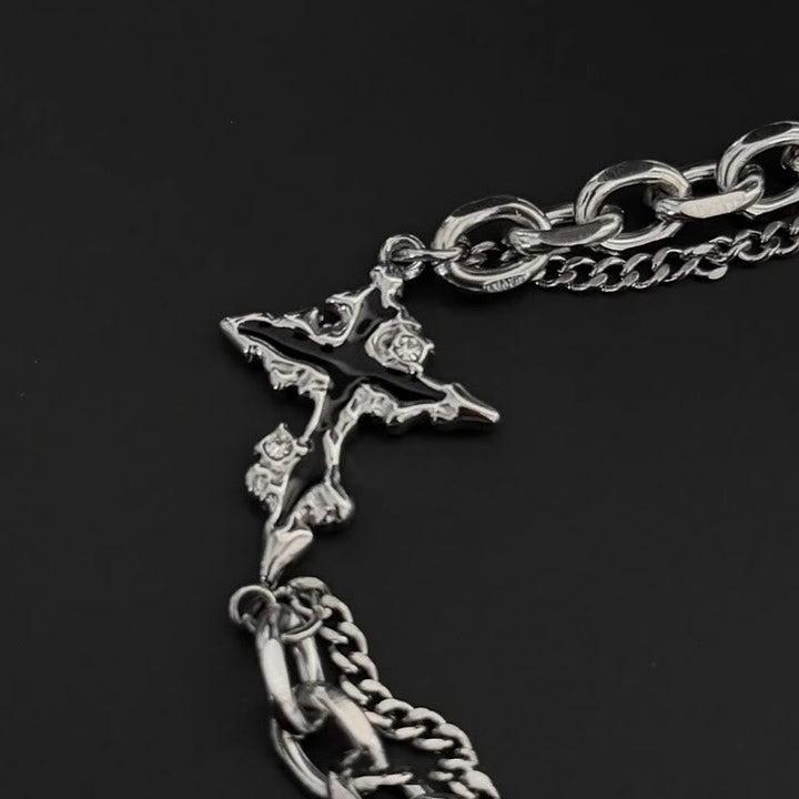 Darkness Cross Cable Chain Bracelet