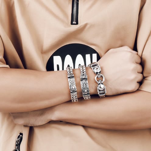 Nordic Patterns Cube Link Bracelet