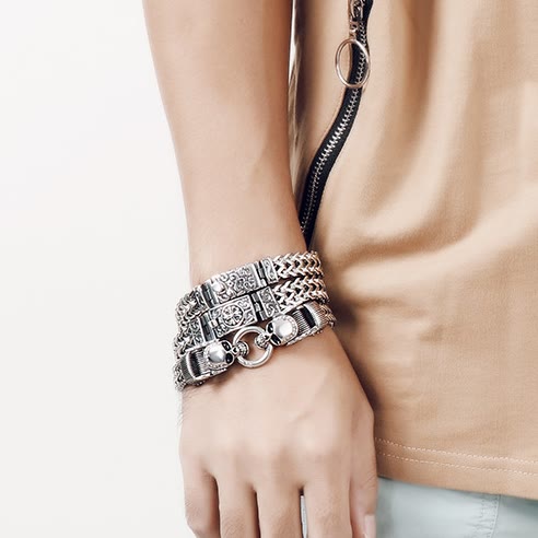 Nordic Patterns Cube Link Bracelet