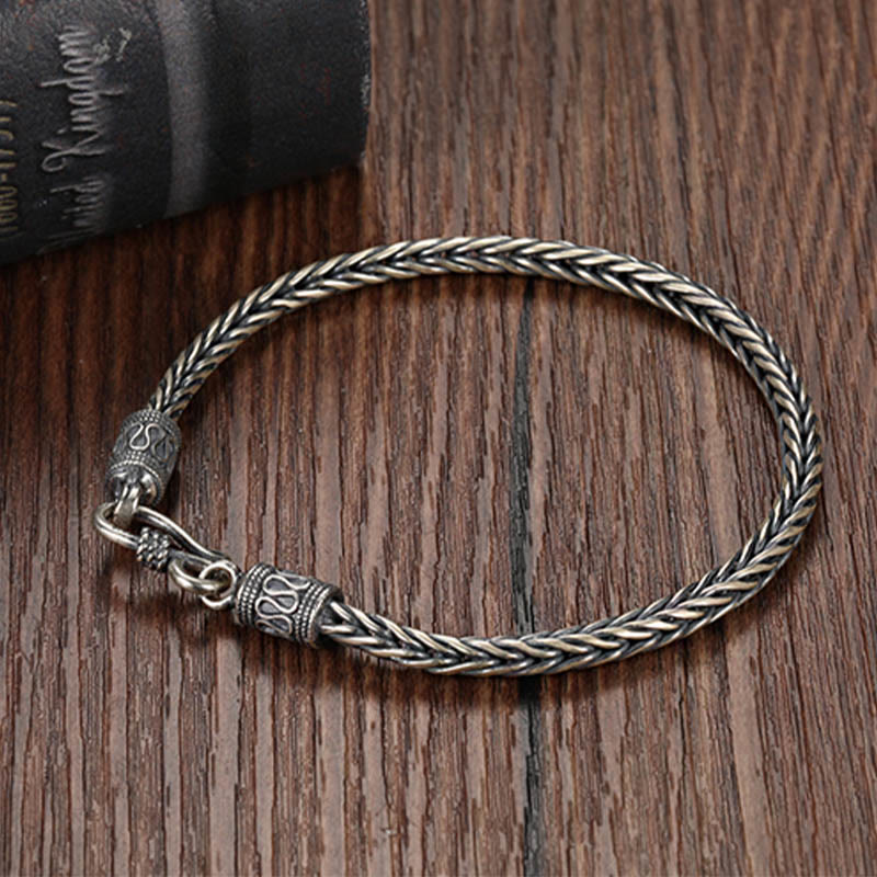 Handcrafted 925 Silver Wheat Wrist Bracelet