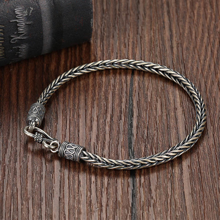 Handcrafted 925 Silver Wheat Wrist Bracelet