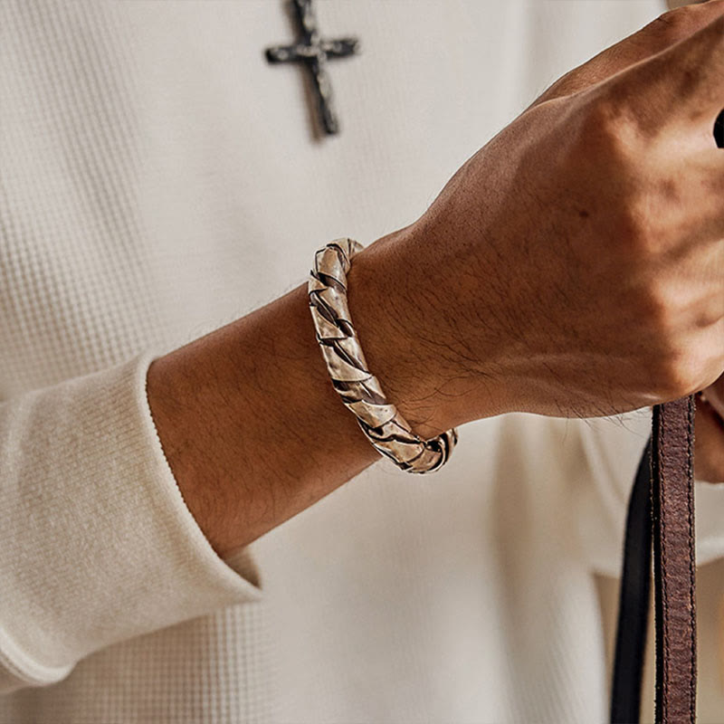 Handcrafted 925 Silver Braided Bracelet