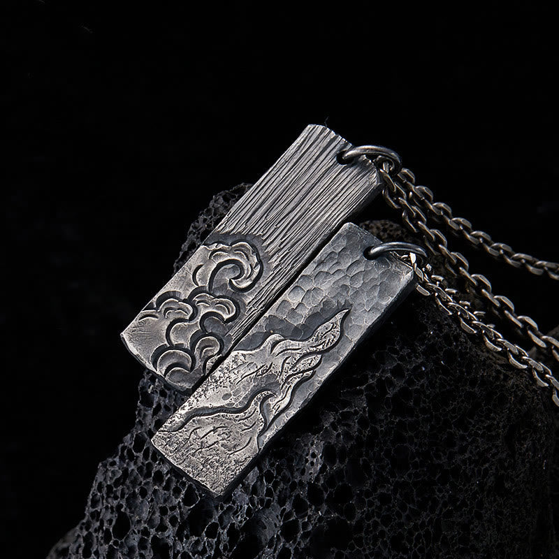 Handcrafted 925 Silver Waves Fire Necklace