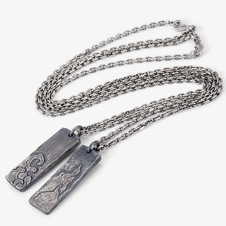 Handcrafted 925 Silver Waves Fire Necklace