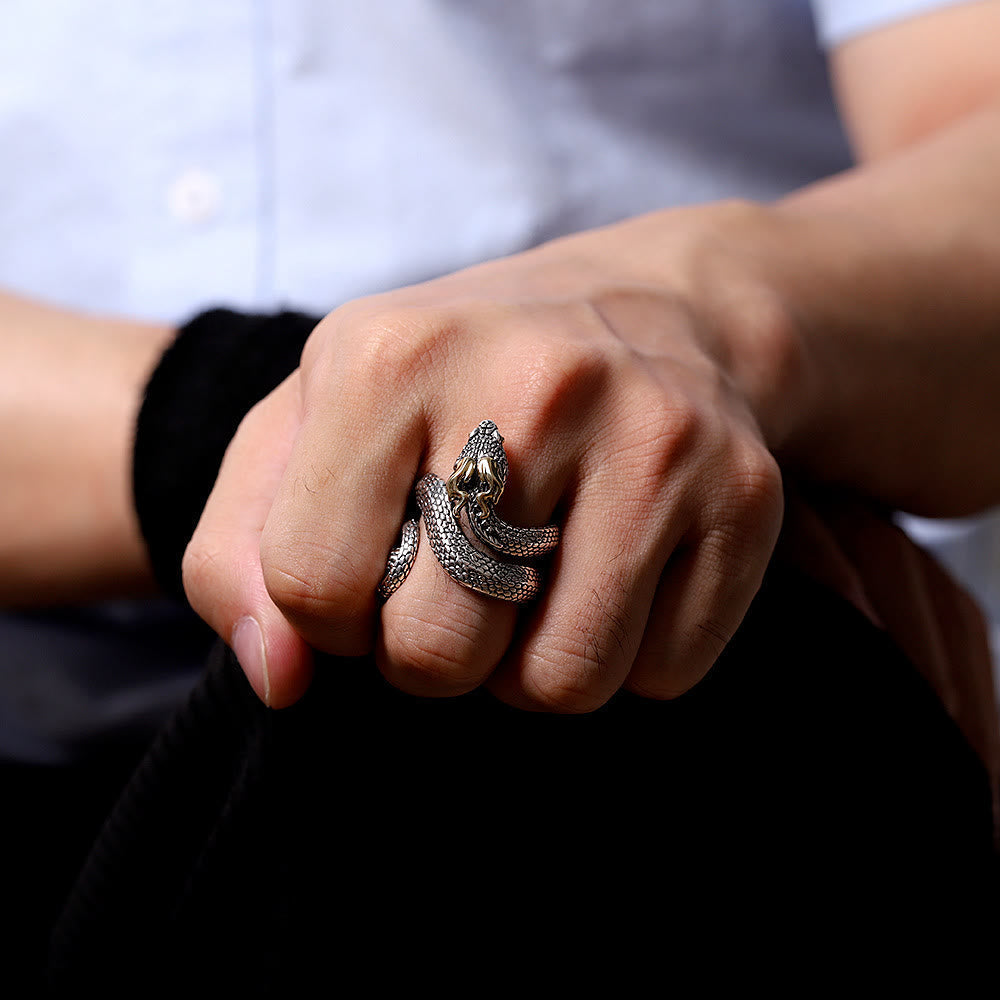 Retro Punk Snake Jormungandr Ring