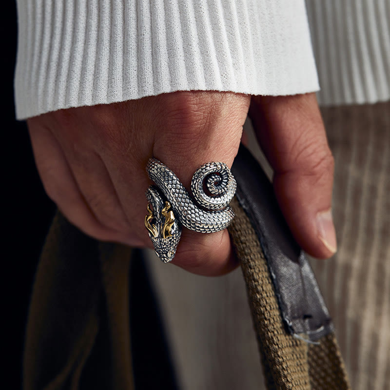 Retro Punk Snake Jormungandr Ring
