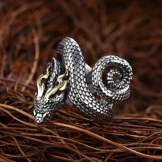 Retro Punk Snake Jormungandr Ring