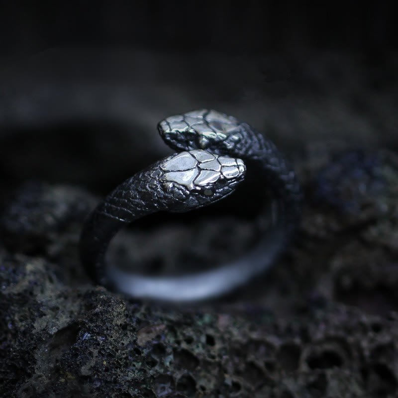 Jormungandr Two-Headed Snake Ring