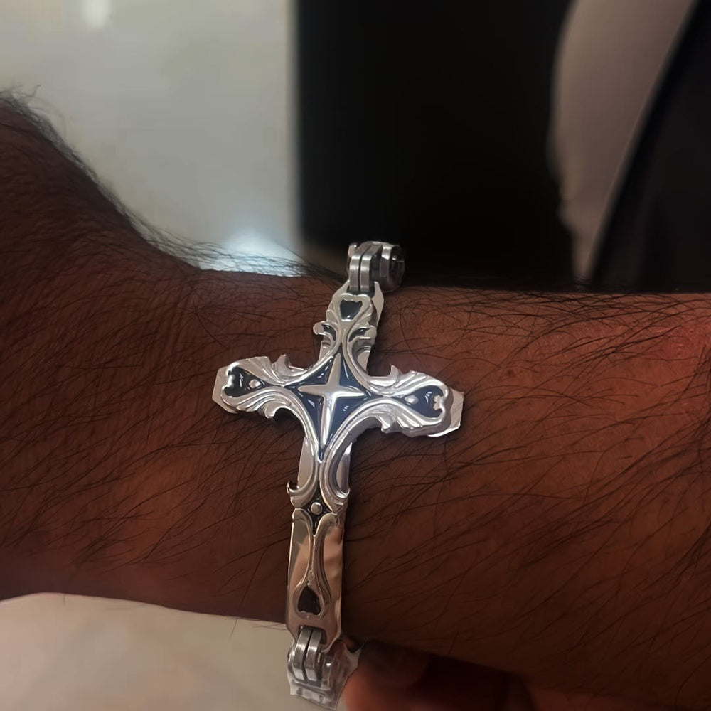 Byzantine Chain Cross Charm Bracelet