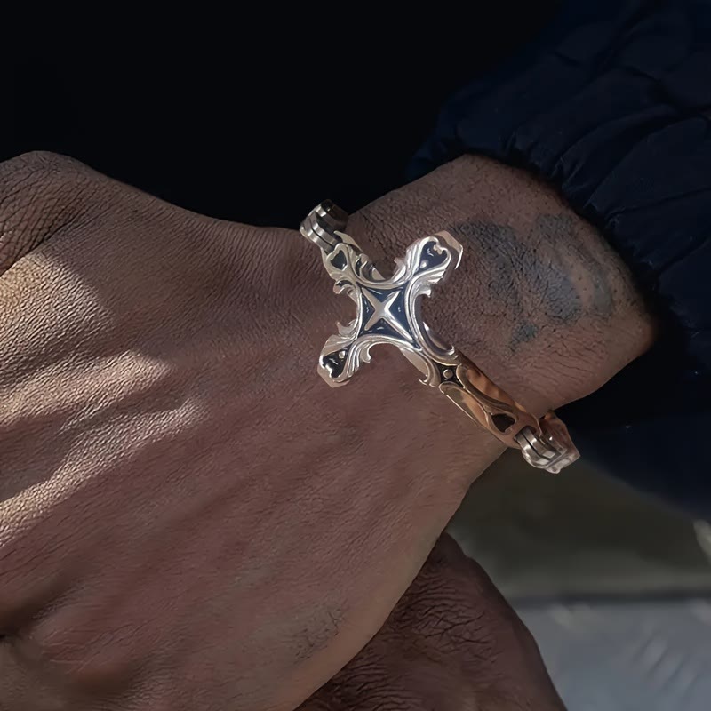 Byzantine Chain Cross Charm Bracelet