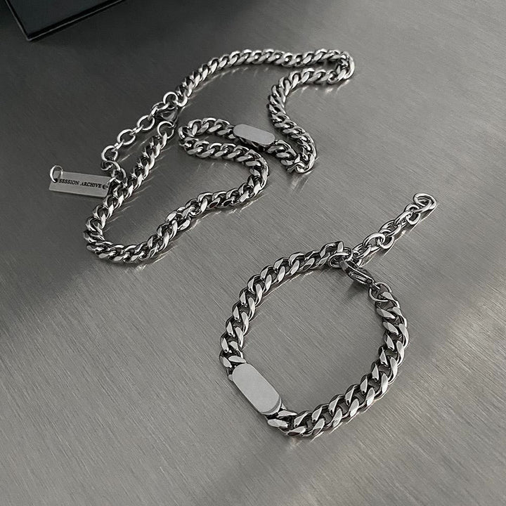Polished Stainless Steel Cuban Chain Bracelet
