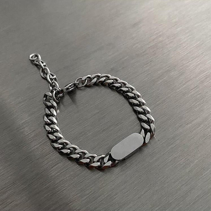 Polished Stainless Steel Cuban Chain Bracelet
