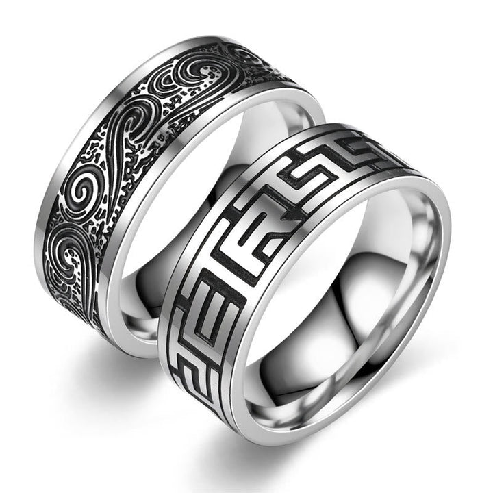 Retro Engraved Stainless Steel Band Ring