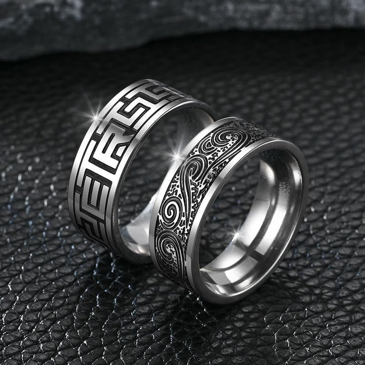 Retro Engraved Stainless Steel Band Ring